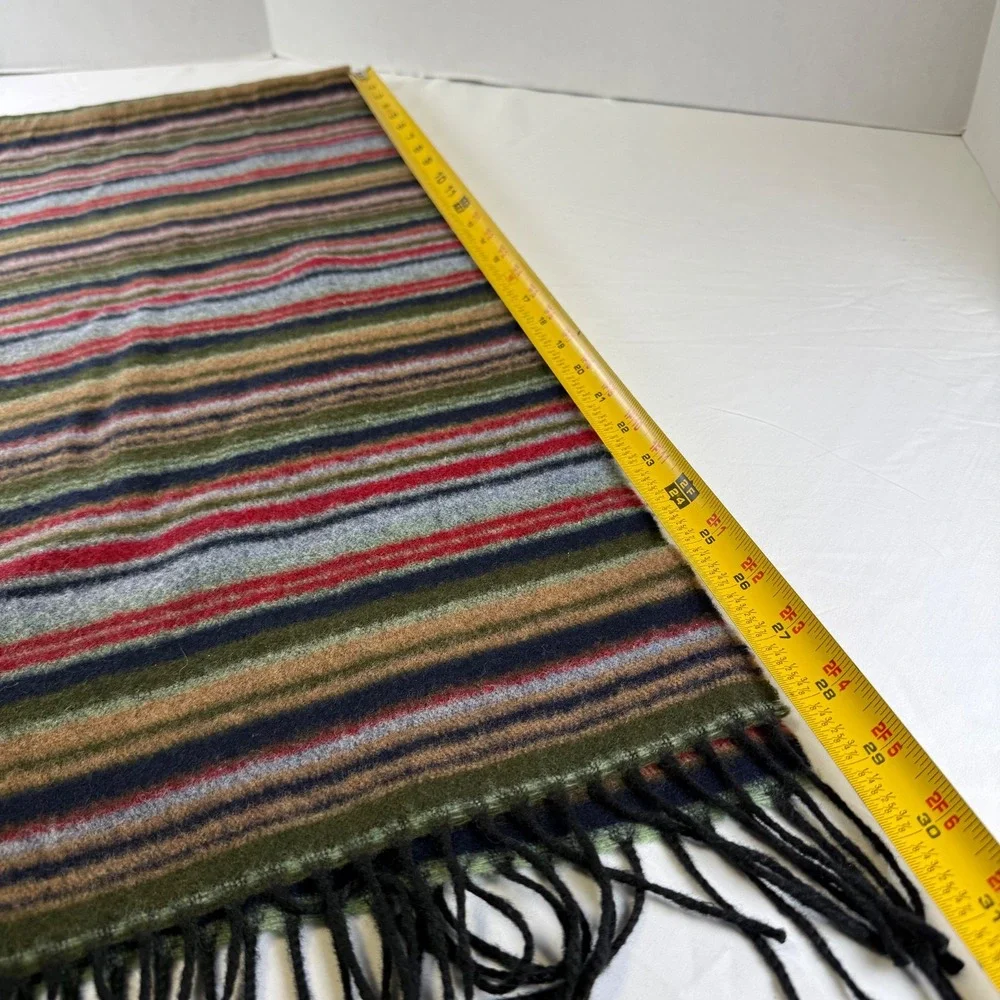 Vintage Imperial Handkerchief Co. 100% Wool Striped Scarf Made in Italy Fringes